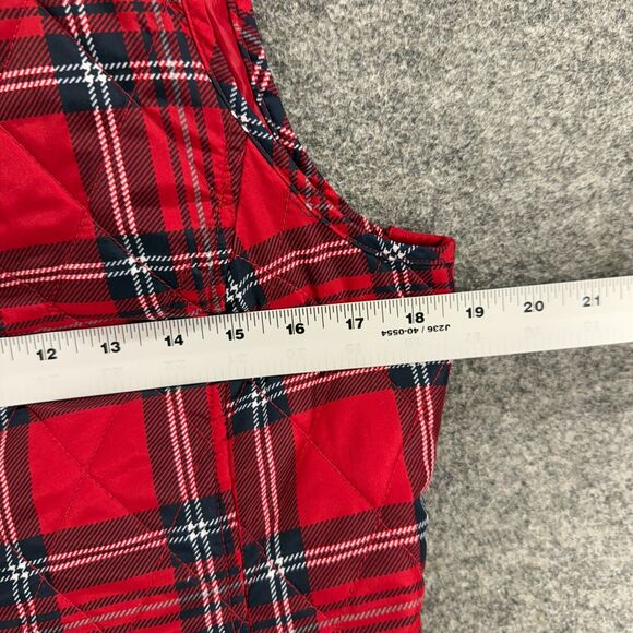 Croft & Barrow Quilted Vest Women M Medium Red Plaid Full Zip Sleeveless Lined - Picture 5 of 6